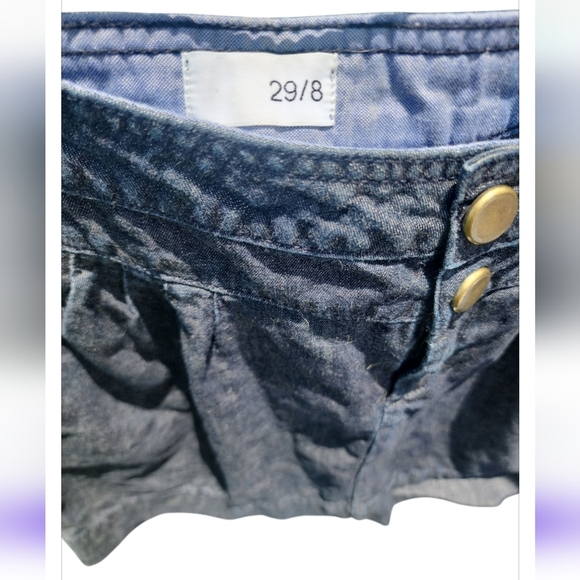 Women’s Gap Blue Dark Wash Gap 1969 Denim Pleated Front Mini Skirt Size 8 Preppy - Picture 4 of 6